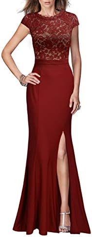 REPHYLLIS Women's Retro Floral Lace Vintage Wedding Maxi Formal Long Dress