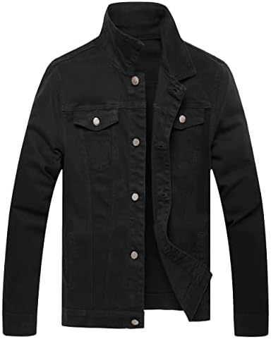 VICTORIOUS Men's Colored Denim Jean Jacket DK190 - Black - Small