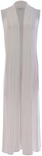 Women's Ladies Sleeveless Long Length Boyfriend Maxi Cardigan Shrug 8-18