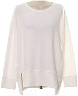 MAGZERO Womens Vintage Round Neck Hi-Low Basic T-shirt (One Size Fit (S-M), Ivory)