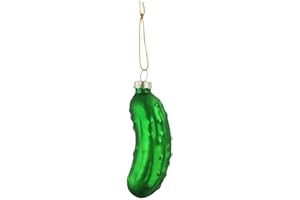 JUNFAMILEE Green Christmas Pickle Tree Ornaments,Cute Glass Blown Green Pickle Cucumber Hanging Ornaments,Christmas Cucumber Pendant with Lanyard,Christmas Tree Decoration Decorative Hanging Ornaments