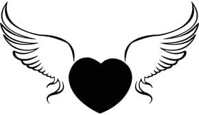 Forma de corazon volar con alas , vinilo adhesivo, pegatinas - 60cm