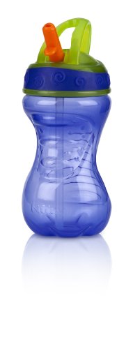 Nuby 2-Pack Flip-It Easy Grip Cups with Easy-Flo Straw, 10 Ounce, Colors May Vary