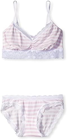 cheekfrills Women's Candy Stripe Biggies Bra and Knicker, Baby Pink, M