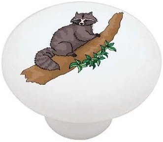 Racoon in the Tree Decorative High Gloss Ceramic Drawer Knob