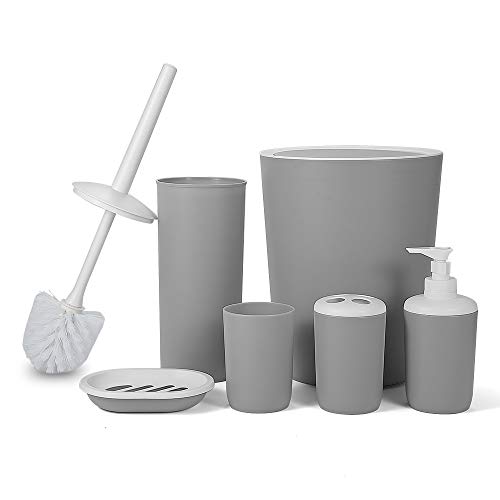 Hoomtaook Bathroom Accessory Set Grey Bathroom Accessories 6 Pcs