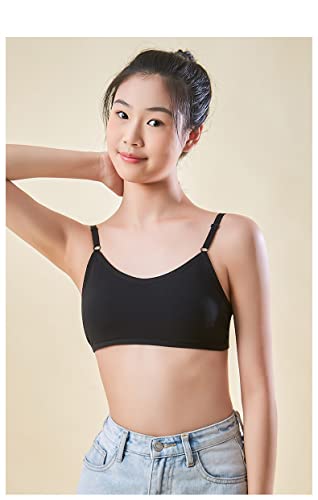 Herepai Big Girls' Adjustable Training Bra Cotton Bras Wireless Light Padded 10-16 Years