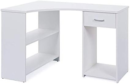 Links 13300220 Grossi Bureau D Angle Avec 1 Tiroir Bois Blanc 118 X 79 X 75 Cm Amazon Fr Cuisine Maison