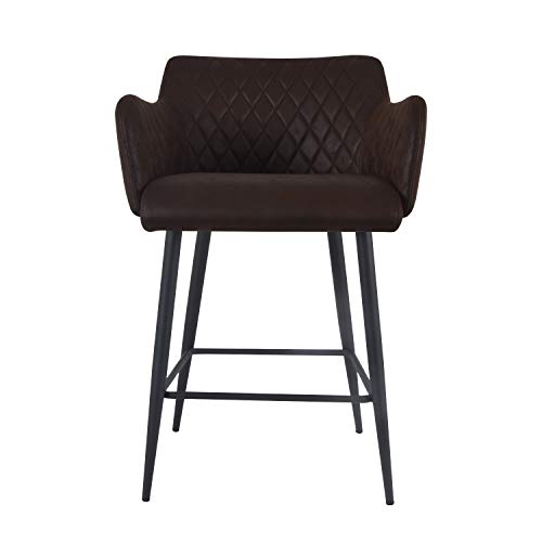 Damiware Rose Barhocker Hochwertiger Barstuhl für Hausbar mit Leder-Optik Stoffbezug | (Burgundy, 65 cm) – Bild 3