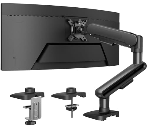 HUANUO Monitor Mount for 13-40 Inch Screens, Monitor Arm with Nitroglide Suspension up to 12 kg, Monitor Mount Height Adjustable, Swivelling, Tilting, for Gaming and Office, VESA 75 x 75/100 x 100 mm