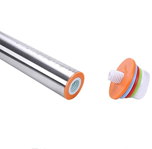 Adjustable Rolling Pin, Stainless Steel Roller Pins with 4 Removable Adjustable Thickness Rings and Pastry Mat for Baking, Pastry, Pizza Pie, Cookie, Fondant Dough - Thumbnail 6