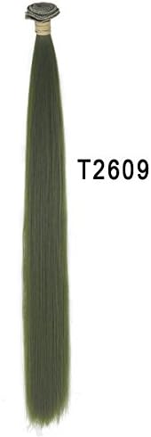 Miss U Hair Unisex Women 20Inch 110g Synthetic Long Straight Hair Extensions Weft DIY Doll Hair Material (Green)