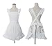 Love Potato Cute White Retro Lady's Aprons for Women's Kitchen Cooking Cleaning Maid Costume with Pockets