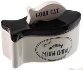 Good Cat Ceramic Fish Shaped Pet Food Storage Jar Cannister - Meow-Chow by Hing