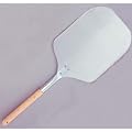 Pizza Peel, Aluminum Blade With Wood Handle. Blade size 12" X 14". Overall size of peel: 27"