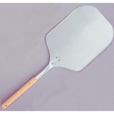 Pizza Peel, Aluminum Blade With Wood Handle. Blade size 12" X 14". Overall size of peel: 27"