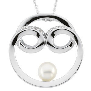 Freshwater Cultured Pearl 'Family Circle' Rhodium Plate Sterling Silver Necklace, 18".