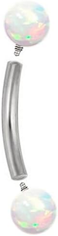 1 Piece 16g 5/16'' Stainless Steel Internally Threaded Fire Opal Ball Eyebrow (White)