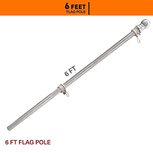 diig 6FT Flag Pole Kit,Stainless Steel Heavy Duty American US Flagpole, Rustproof for Outdoor Garden Roof Walls Yard Truck (Only Flagpole)