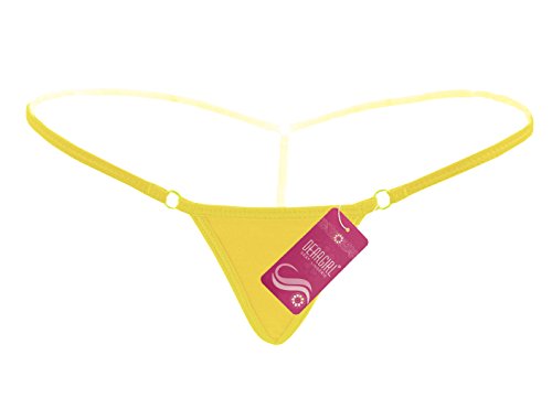 Deargirl T Back G-String Thong for Women Cotton/lace Thong Panty (One Size(FITS Most XS to M), Yellow Cotton)