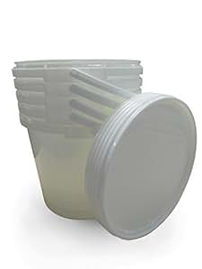 5 recipientes con tapa, con 5 litros de capacidad, litros, hechos de