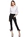SheIn Women's Elastic Waist Comfy Bow Tie Hem Crop Skinny Pants with Pockets Large Black