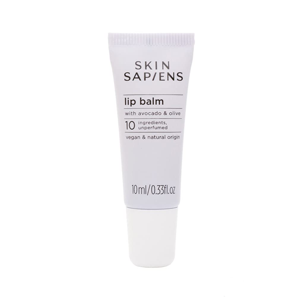 SKIN SAPIENS Nourish & Protect Lip Balm with Avocado & Olive, 100% Natural Ecocert Cosmos, Unflavoured Lip Care For Men and Women, Cruelty Free and Vegan Skincare For Sensitive Skin, 10 ml