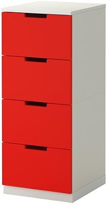 Ikea Nordli Kommode Mit 4 Schubladen Rot Weiss 97 X 40 Cm