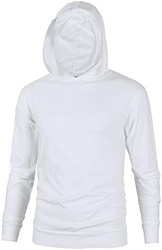 Align Apparel Mens Lightweight Cotton Pullover Long Sleeve Hoodie Sweatshirt(Small,White)