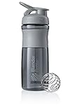 BlenderBottle SportMixer Tritan Grip Shaker Bottle, Pebble Grey, 28-Ounce