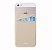 Case Art Plus Credit Card Secure Holder Stick on Wallet [ Lid ] Discreet ID Holder Lycra Spandex Card Sleeves for Smartphones, iPhone 6, Samsung Galaxy Cell Phone Wallet Case 3M Adhesive (Gold)