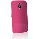 iGadgitz Solid Pink Glossy TPU Gel Skin Case Cover for Motorola Moto G 2nd Generation 2014 XT1068 (G2) + Screen Protector