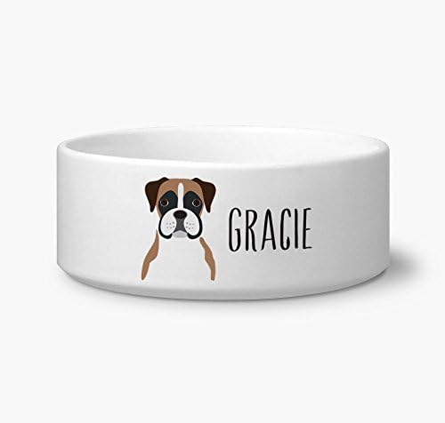 Personalized Boxer Dog Bowl, Ceramic Dish, Dishwasher and Microwave Safe