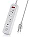 ❤ HITRENDS Power Strip 3 AC Outlets with 3 USB Charging Ports Extension Cord 1250W/10A for iPhone 7 6 6S Plus iPad Samsung HTC LG Tablets Laptop (6ft, White)