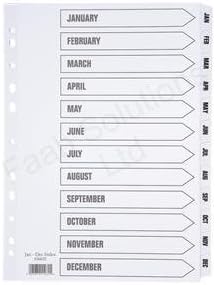 OfficeForce 20 Sets of A4 White Monthly Jan-Dec Index Dividers - With FREE OfficeForce Jotter Pad (see inset)