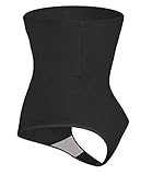 SEXYWG Women High-Waist Thong Shapewear Body Tummy Control Cincher Boyshorts,Black,Medium/Large