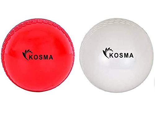 Kosma Pack of 2 Windball Cricket Ball | Indoor & Outdoor Soft Training Cricket Ball for Coaching Practice (1pc Each Red & White)