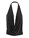 LE3NO Womens Lightweight Sexy Low Cut Halter Top with Stretch Black