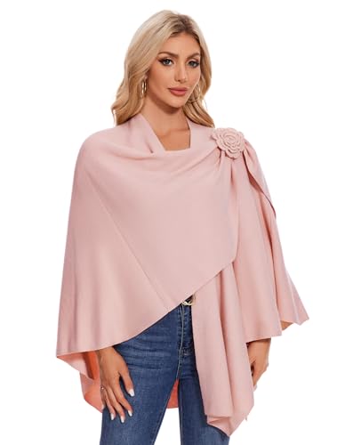 PULI Womens Elegant Cross Front Shawl Wraps Floral Wraps Soft Ponchos Cape Warm Travel Shawls