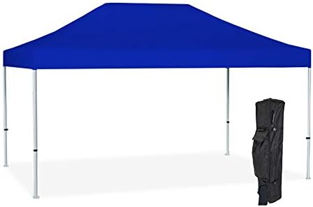 Vispronet - Strong Instant 10ft x 15ft Blue Canopy Tent Kit - Pop Up Tent - Steel Hex Frame - Water-Resistant 450D Canopy with Roller Bag and Stakes