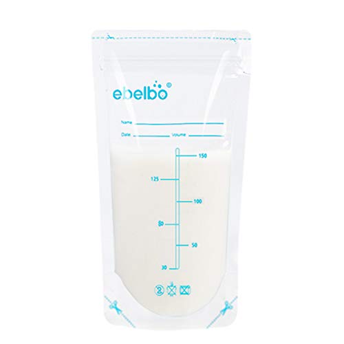 60 Count Breastmilk Storage Bags 5 Oz/150ml Breastfeeding Freezer Storage Container Bags for Breast Milk BPA Free & Comes Pre-sterilized with Leak Proof & Accurate Measurements (5 Oz/150ml)