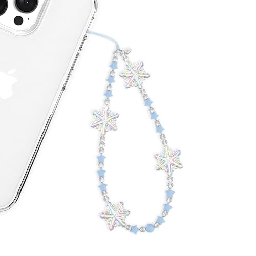 VELVET CAVIAR Phone Charm Wrist Strap - Cute Beaded Cellphone Wristlet - Lanyard Accessory for Women - Fits all Phone Cases (Snowflake)