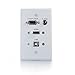 Legrand - C2G Single Gang Pass Through with Audio Video Wall Plate for In Wall Cable Management, White Single Gang Pass Through Wall Plate with VGA, HDMI, USB, 1 Count, C2G 39706