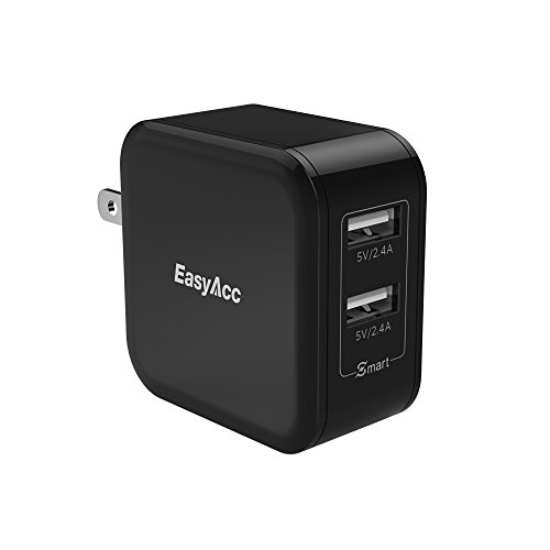 Easyacc 24w 4.8a wall charger 2-port usb travel charger with fold…