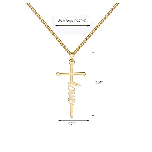 Sunnygo 14K Gold Plated Dainty Cross Necklace Earrings Set Classic Adjustable for Women Girls Jewelry Gifts (Style C)