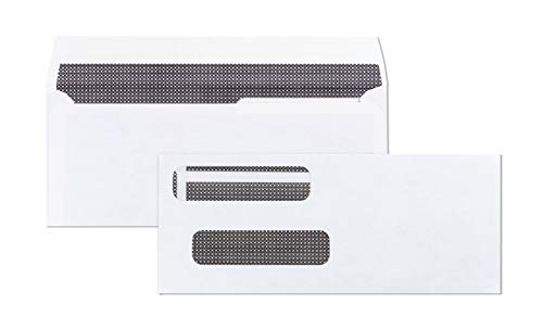 100 Self Seal Double Window Security Tinted Envelopes - for Computer Checks-Compatible for QuickBooks 3-5/8 X 8-11/6