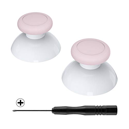 eXtremeRate Cherry Blossoms Pink & White Dual-Color Replacement 3D Joystick Thumbsticks, Analog Thumb Sticks with Cross Screwdriver for Nintendo Switch Pro Controller