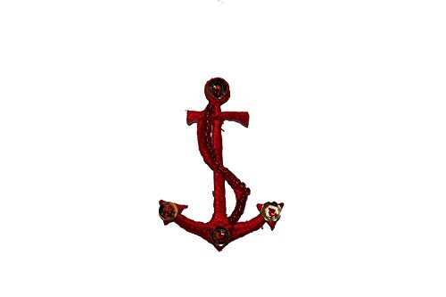 ID 3629 Anchor Beaded Sequins Patch Sail Nautical Embroidered Iron On Applique