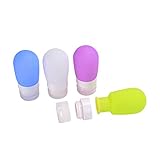 ANHONG Travel Bottles, Leakproof Silicone Refillable Squeeze Travel Size Containers for Shampoo Lotion Soap,  TSA Approved, 2 Ounces,4 Pack