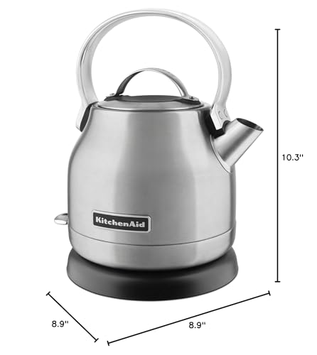 KitchenAid KEK1222SX Hervidor eléctrico de 1,25 litros, acero inoxidable cepillado, pequeño